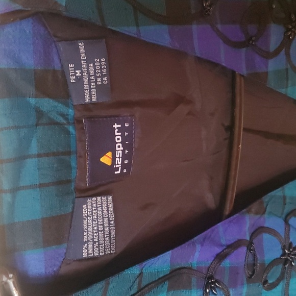 Vintage Liz Claiborne Sport Blue Plaid 100% Silk Embellishe Sz MP Vest Waistcoat - Picture 3 of 12